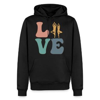 LOVE Yoga Yogi - Men's Premium Hoodie - black - Front - Nico (187cm) & Julia (174cm)