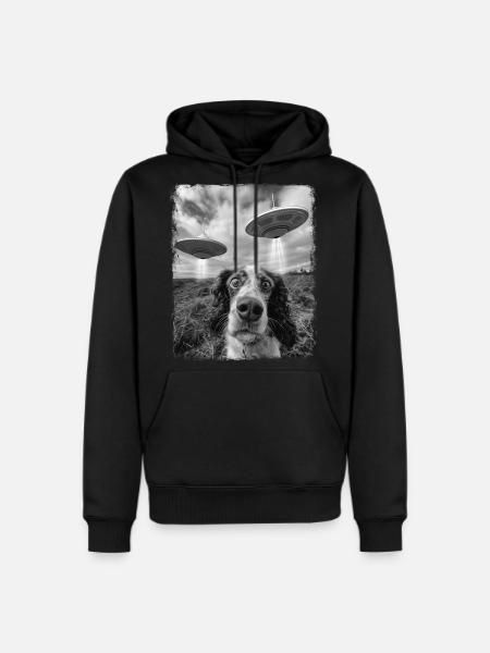 Springer Spaniel Dog UFO Alien Extraterrestrial Se - Men's Premium Hoodie - black