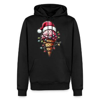 Ice Cream Cone Christmas Hat Xmas - Men's Premium Hoodie - black - Front - Nico (187cm) & Julia (174cm)