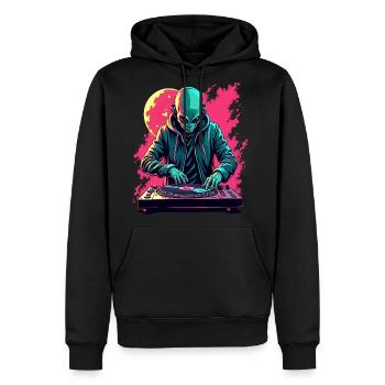Alien Extraterrestrial DJ Music - Men's Premium Hoodie - black - Front - Nico (187cm) & Julia (174cm)