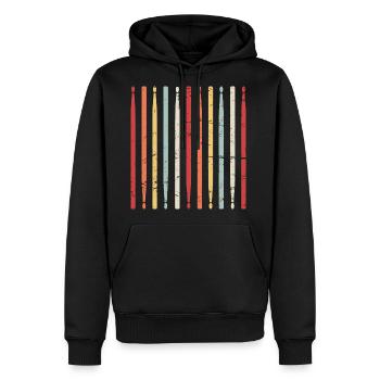 Retro Drumsticks Percussion Marching Band - Men's Premium Hoodie - black - Front - Nico (187cm) & Julia (174cm)