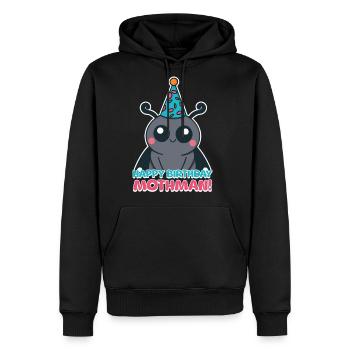 Happy Birthday Mothman! Mothman Birthday Cartoon - Men's Premium Hoodie - black - Front - Nico (187cm) & Julia (174cm)