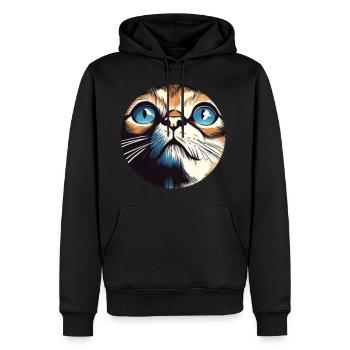 Cut cat face hole - Men's Premium Hoodie - black - Front - Nico (187cm) & Julia (174cm)