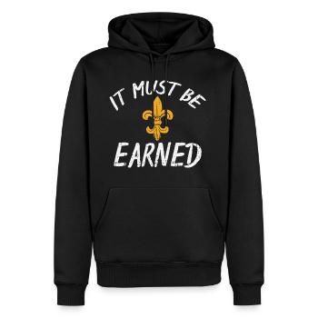 It Must be Earned Scout Symbol Funny Scout Shirt! - Men's Premium Hoodie - black - Front - Nico (187cm) & Julia (174cm)