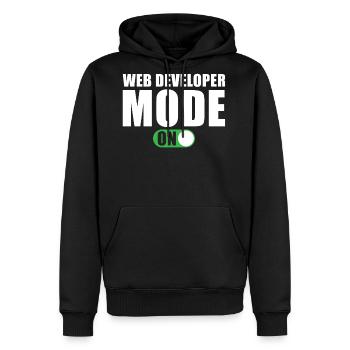 Web Developer Mode on - Men's Premium Hoodie - black - Front - Nico (187cm) & Julia (174cm)
