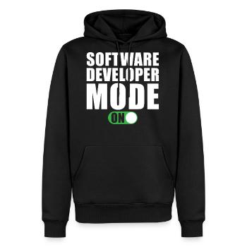 Software Developer Mode on - Men's Premium Hoodie - black - Front - Nico (187cm) & Julia (174cm)