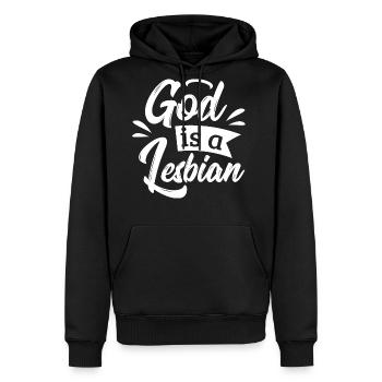 LGBT Gay Pride Lesbian God is a Lesbian white - Men's Premium Hoodie - black - Front - Nico (187cm) & Julia (174cm)