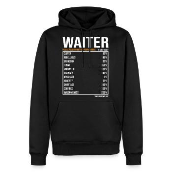 Waiter Daily Value funny Waiter - Men's Premium Hoodie - black - Front - Nico (187cm) & Julia (174cm)