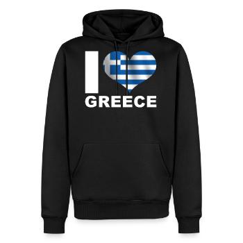 I Love Greece Heart Flag Greece - Men's Premium Hoodie - black - Front - Nico (187cm) & Julia (174cm)