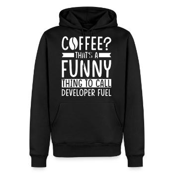 Developer Coffee Gift - Men's Premium Hoodie - black - Front - Nico (187cm) & Julia (174cm)