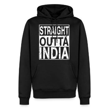 India Straight Outta India - Men's Premium Hoodie - black - Front - Nico (187cm) & Julia (174cm)