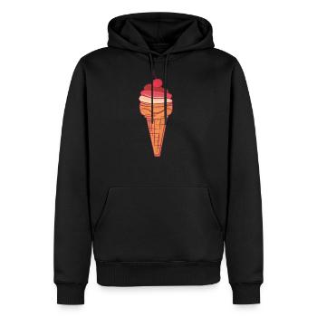 Ice cream with cherry in a cone - Men's Premium Hoodie - black - Front - Nico (187cm) & Julia (174cm)