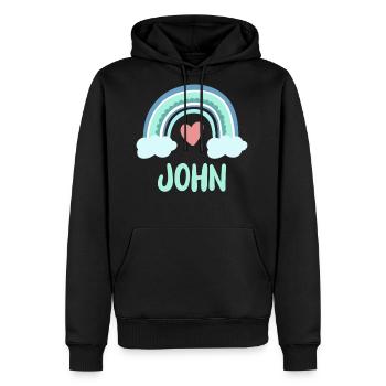 John Name Rainbow Baby - Men's Premium Hoodie - black - Front - Nico (187cm) & Julia (174cm)