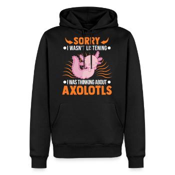 Axolotl Gift Salamander - Men's Premium Hoodie - black - Front - Nico (187cm) & Julia (174cm)