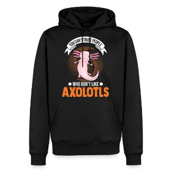 Axolotl Gift Salamander - Men's Premium Hoodie - black - Front - Nico (187cm) & Julia (174cm)