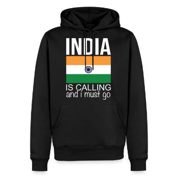 india is calling - Men's Premium Hoodie - black - Front - Nico (187cm) & Julia (174cm)