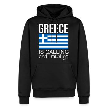 greece is calling - Men's Premium Hoodie - black - Front - Nico (187cm) & Julia (174cm)