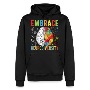 Embrace Neurodiversity For Neurodiversity Awarenes - Men's Premium Hoodie - black - Front - Nico (187cm) & Julia (174cm)