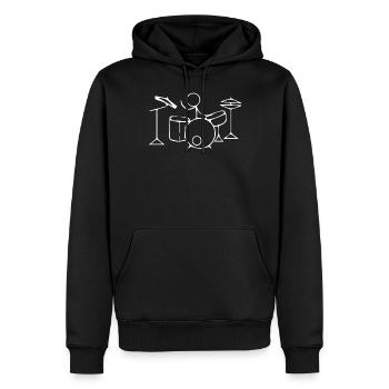 Stick Figure Drum Player Funny Stick Figure Drumme - Men's Premium Hoodie - black - Front - Nico (187cm) & Julia (174cm)