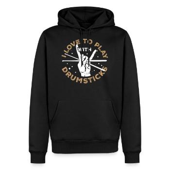 I Love To Play With Drumsticks Drummer - Men's Premium Hoodie - black - Front - Nico (187cm) & Julia (174cm)