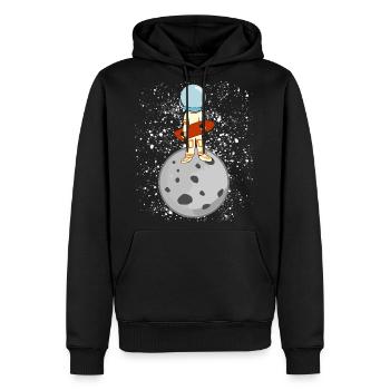 Longboarder Moon Astronaut Longboard - Men's Premium Hoodie - black - Front - Nico (187cm) & Julia (174cm)