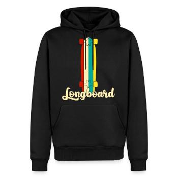 Longboard Longboarding Retro Longboarder - Men's Premium Hoodie - black - Front - Nico (187cm) & Julia (174cm)