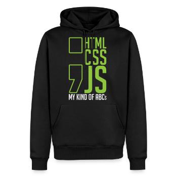 Web Developer Gift HTML CSS JS My Kind Of ABC's - Men's Premium Hoodie - black - Front - Nico (187cm) & Julia (174cm)