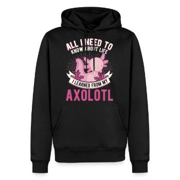 Axolotl Gift Salamander - Men's Premium Hoodie - black - Front - Nico (187cm) & Julia (174cm)
