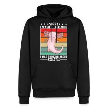 Axolotl Gift Salamander - Men's Premium Hoodie - black - Front - Nico (187cm) & Julia (174cm)