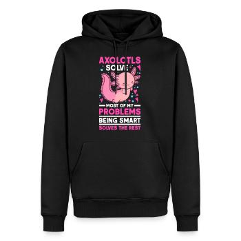 Axolotl Gift Salamander - Men's Premium Hoodie - black - Front - Nico (187cm) & Julia (174cm)