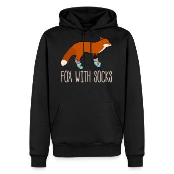 Fox with Winter Socks Sock Wool Socks - Men's Premium Hoodie - black - Front - Nico (187cm) & Julia (174cm)