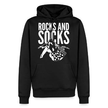 Winter Socks Rocks Hiking Wool Socks - Men's Premium Hoodie - black - Front - Nico (187cm) & Julia (174cm)