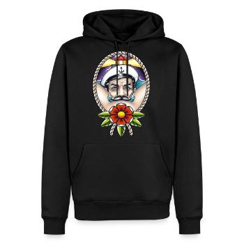 Sailor Barber, Funny Mustache Sailor Mustache - Men's Premium Hoodie - black - Front - Nico (187cm) & Julia (174cm)