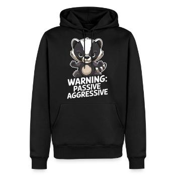 Warning: Passive Aggressive Badger Humor - Men's Premium Hoodie - black - Front - Nico (187cm) & Julia (174cm)