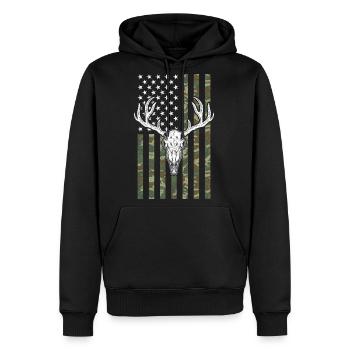 Hunting American Camouflage USA Flag White-tailed - Men's Premium Hoodie - black - Front - Nico (187cm) & Julia (174cm)