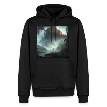 Misty Mountains in a Fantasy Scene - Men's Premium Hoodie - black - Front - Nico (187cm) & Julia (174cm)
