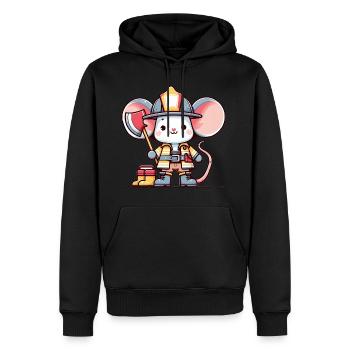 Cute Mouse Firefighter - Men's Premium Hoodie - black - Front - Nico (187cm) & Julia (174cm)
