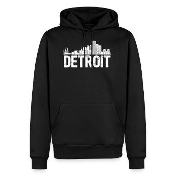 Detroit Skyline - Men's Premium Hoodie - black - Front - Nico (187cm) & Julia (174cm)