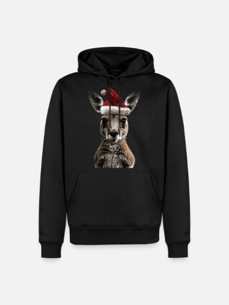 Kangaroo Christmas Hat - Men's Premium Hoodie - black