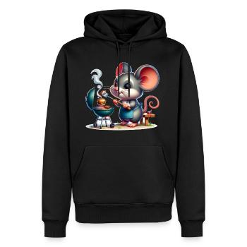 Cute BBQ Mouse - Men's Premium Hoodie - black - Front - Nico (187cm) & Julia (174cm)