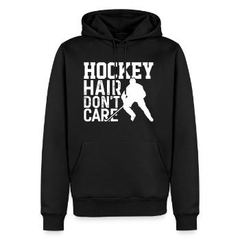 Les cheveux de hockey ne s’en soucient pas du hockey - Molleton à capuche Premium pour homme - noir - Devant - Nico (187cm) & Julia (174cm)
