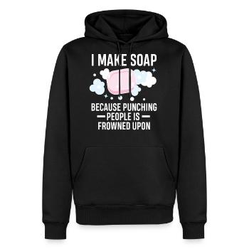 Soap making soap boilers - Men's Premium Hoodie - black - Front - Nico (187cm) & Julia (174cm)