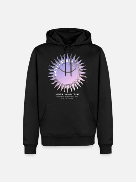SmileyWorld Smiling Sun In Purple - Men's Premium Hoodie - black