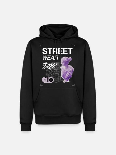 Urban Streetwear Collage Purple Bust - Men's Premium Hoodie - black