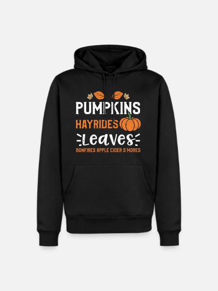 Pumpkins Hayrides Leaves Bonfire... - Men's Premium Hoodie - black