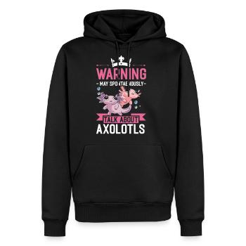 Warning Talk About Axolotls Salamander - Men's Premium Hoodie - black - Front - Nico (187cm) & Julia (174cm)