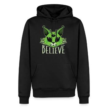 Alien Cat Believe Meme Art - Men's Premium Hoodie - black - Front - Nico (187cm) & Julia (174cm)