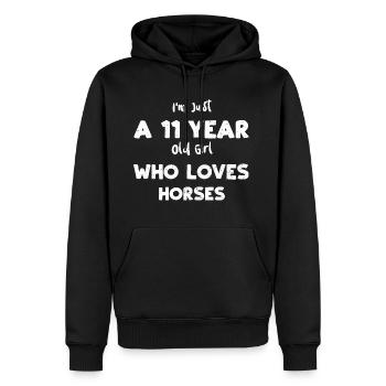 I'm Just A 11 Year Old Girl Who... - Men's Premium Hoodie - black - Front - Nico (187cm) & Julia (174cm)