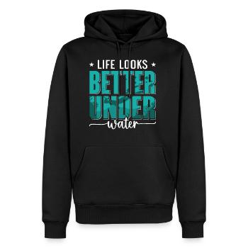 Life Looks Better Under Water Freediving Freediver - Men's Premium Hoodie - black - Front - Nico (187cm) & Julia (174cm)