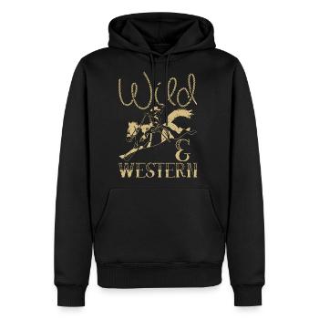 Bareback Riding Wild & Western Horses Rodeo Rider - Men's Premium Hoodie - black - Front - Nico (187cm) & Julia (174cm)